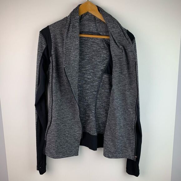 Lululemon women’s black and gray Bhakti Yoga Jacket long sleeves full zip Sz 6 - Picture 4 of 10